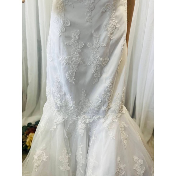 COSMOBELLA Designer Strapless Lace Wedding Dress Mermaid Style Bling Belt - Picture 6 of 10